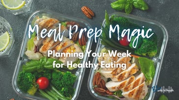 Blog banner with the title and a background picture of two prepared meals packed in glass containers